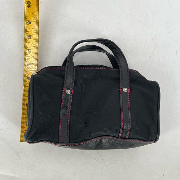 Tommy Hilfiger Vintage Mini Duffle Bag Purse Black Pink - Picture 3 of 10